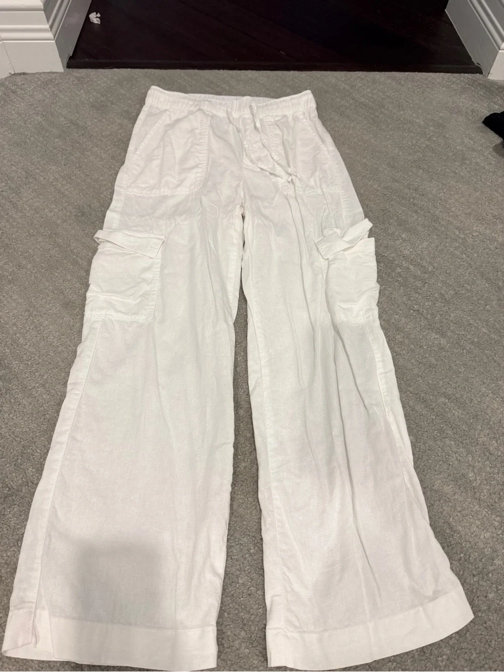Gap linen White Wide-Leg Cargo Pants